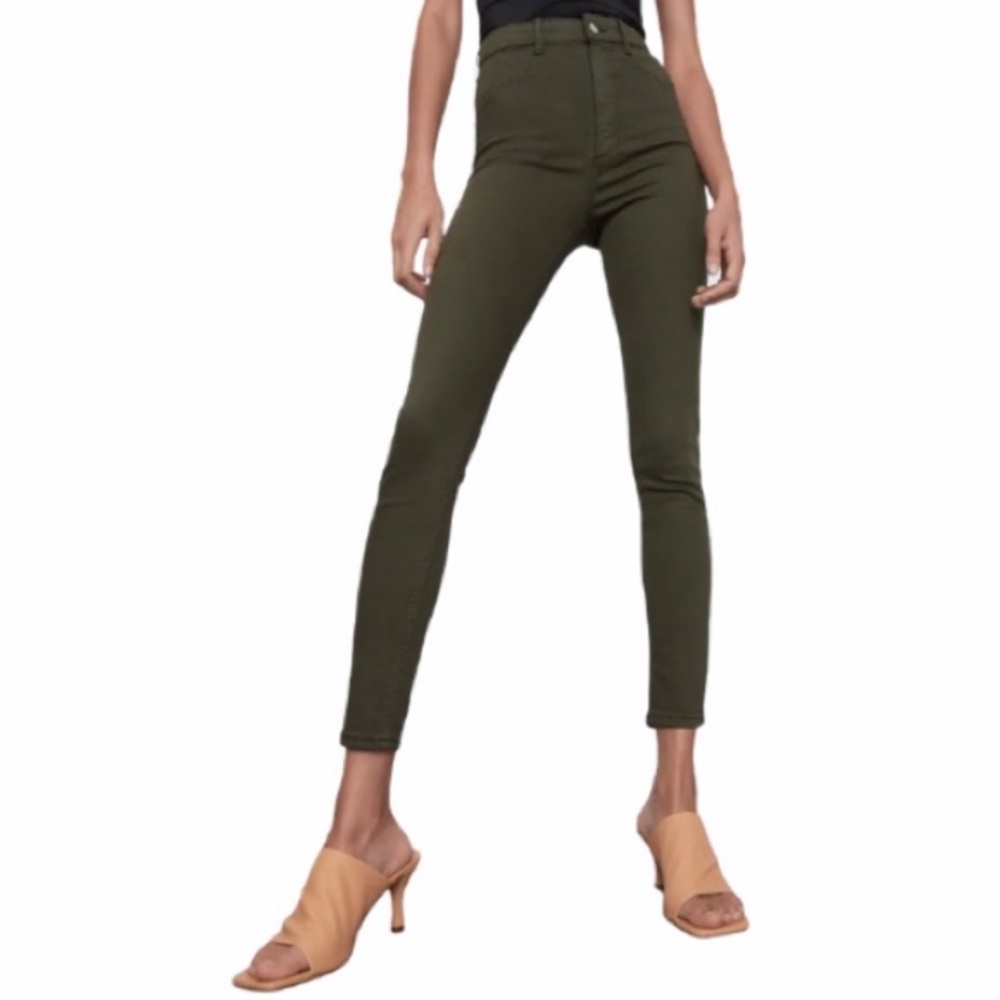 Zara Super Elastic Hi-Rise Jeggings in Khaki